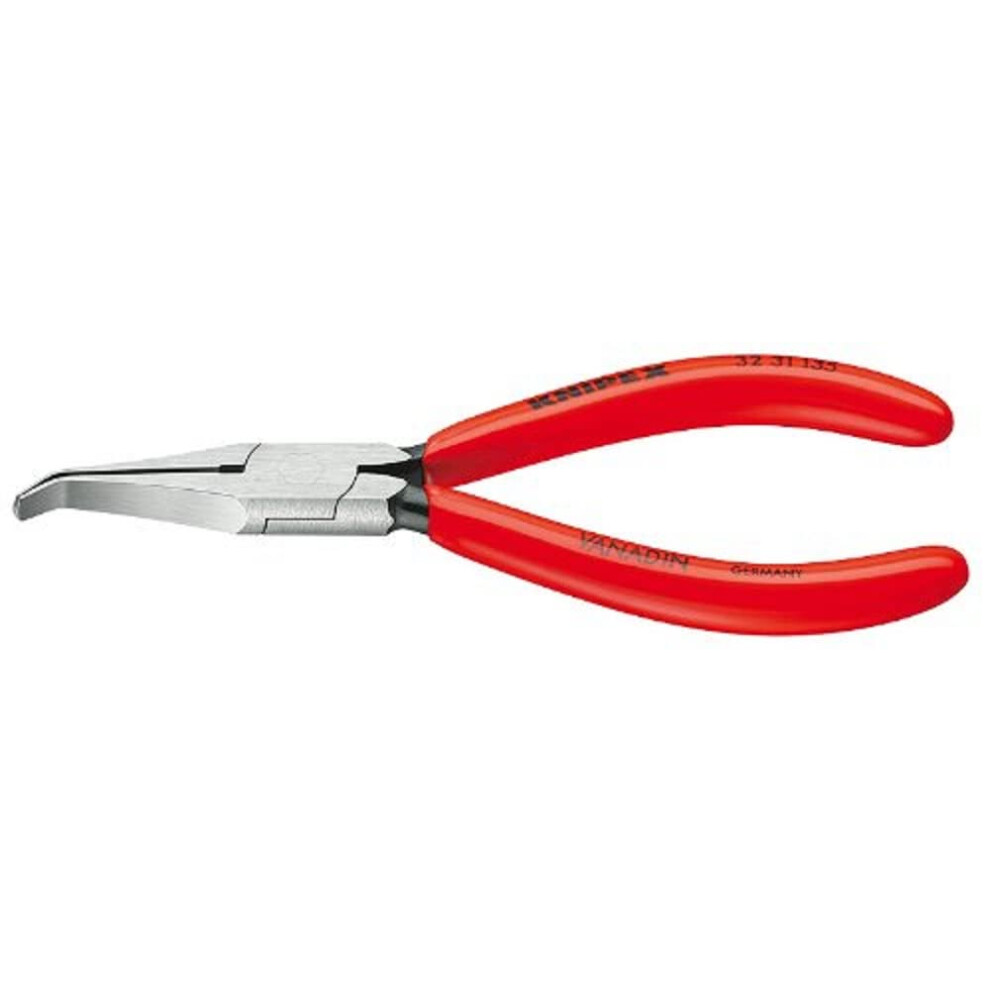 KNIPEX Tools  Long Nose Relay Adjusting Pliers  Flat Tips  40 Degree Angled 3231135   Red