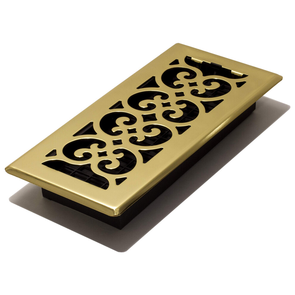 Decor Grates Sph410 Floor Register 4X10 Polished Brass Finish 771308004754