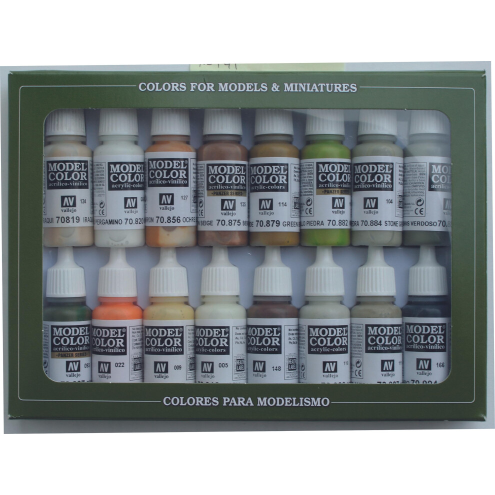 Vallejo Earthtone Colors Water Based Paint Set  17ml  Earthtone Colors Paint Set 17ml  057 Fl Oz Pack of 16  Beige