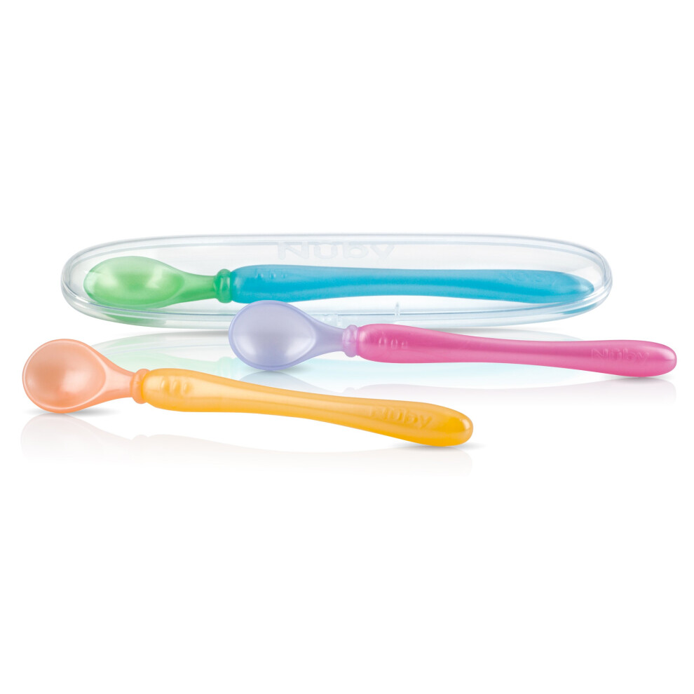 Nuby 3Pack Easy Go Spoons and Travel Case  Colors May Vary  9 Months Plus