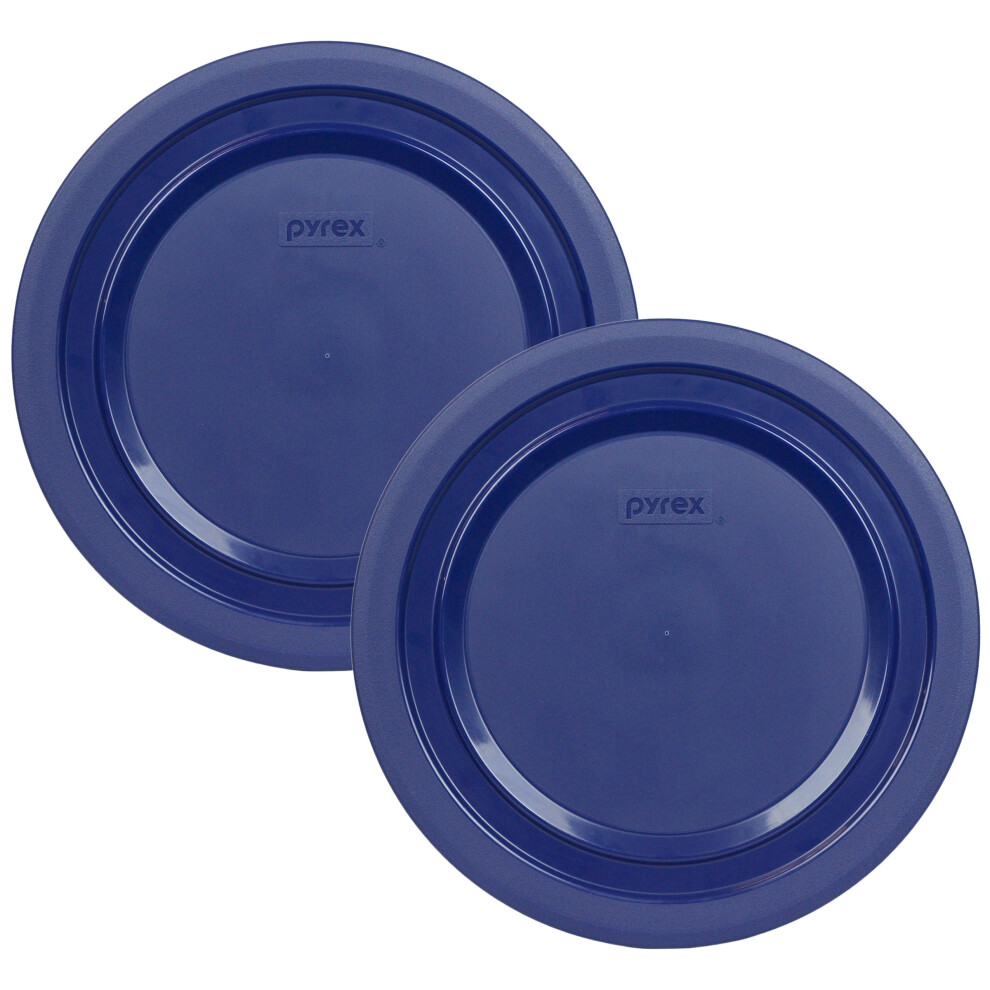 Pyrex 7404PC 45 Quart Navy Blue Round Plastic Storage Lid  Made in USA  2 Pack