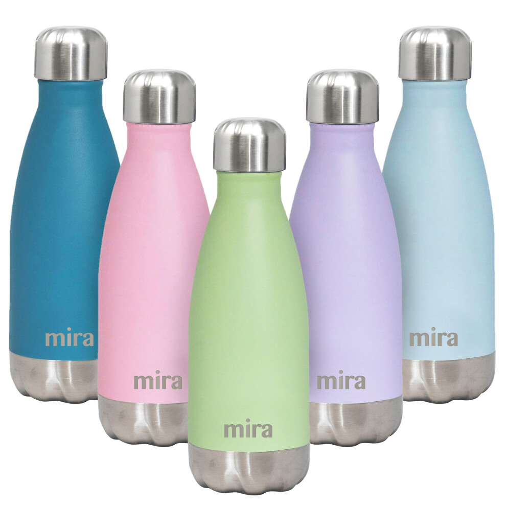 MIRA 12 oz Stainless Steel Vacuum Insulated Water Bottle  Double Walled Cola Shape Thermo  24 Hours Cold  12 Hours Hot  Reusa