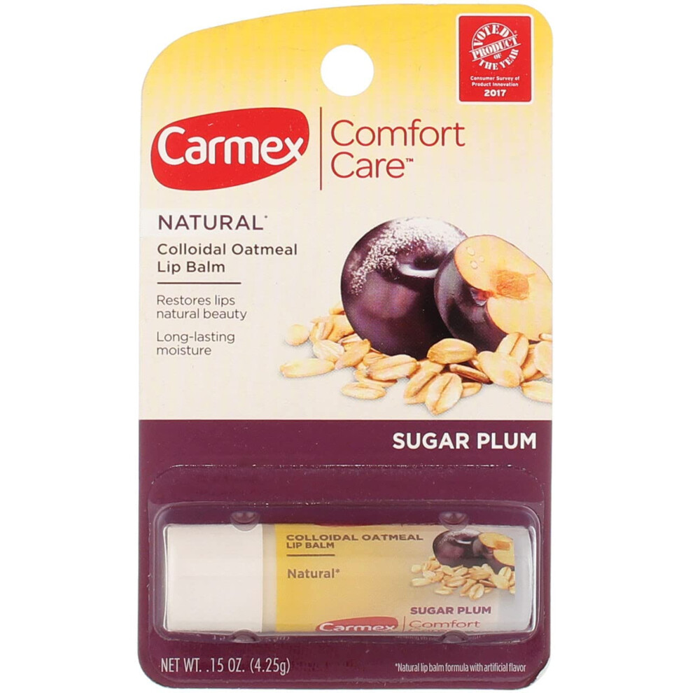 Carmex Comfort Care Colloidal Oatmeal Lip Balm  Sugar Plum 15oz Pack of 3