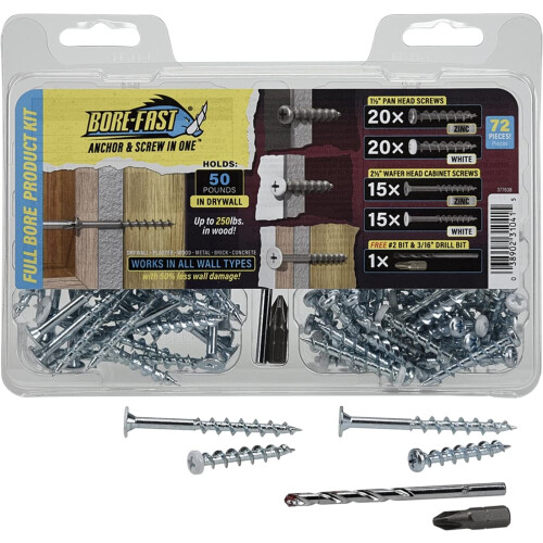 Hillman 377638 Ancrages Drywall Borefast, Pas de taille, Argent, 3 unités