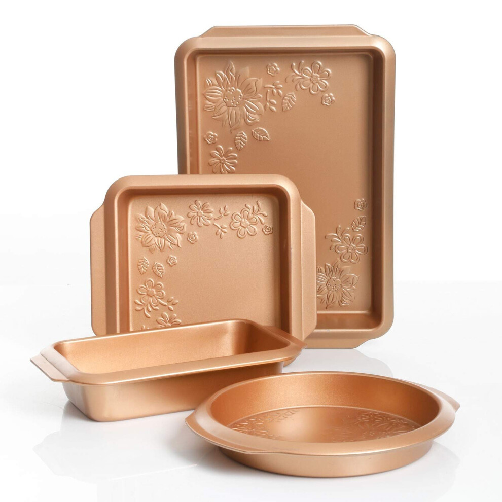 Gibson 11202004 Country Kitchen 4 pc Embossed Nonstick Bakeware Set  4 piece  Copper