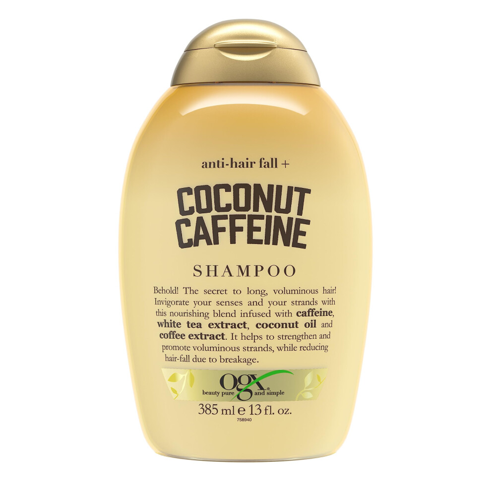 OGX AntiHair Fall  Coconut Caffeine Strengthening Shampoo with Caffeine  Coconut Oil  Coffee Extract  13 Fl Oz