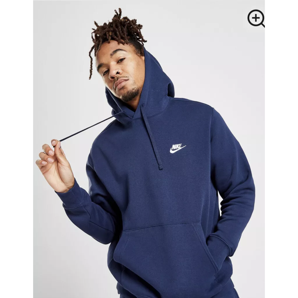 (Navy, Small) Nike Mens Club Hoodies Pullover Fleece