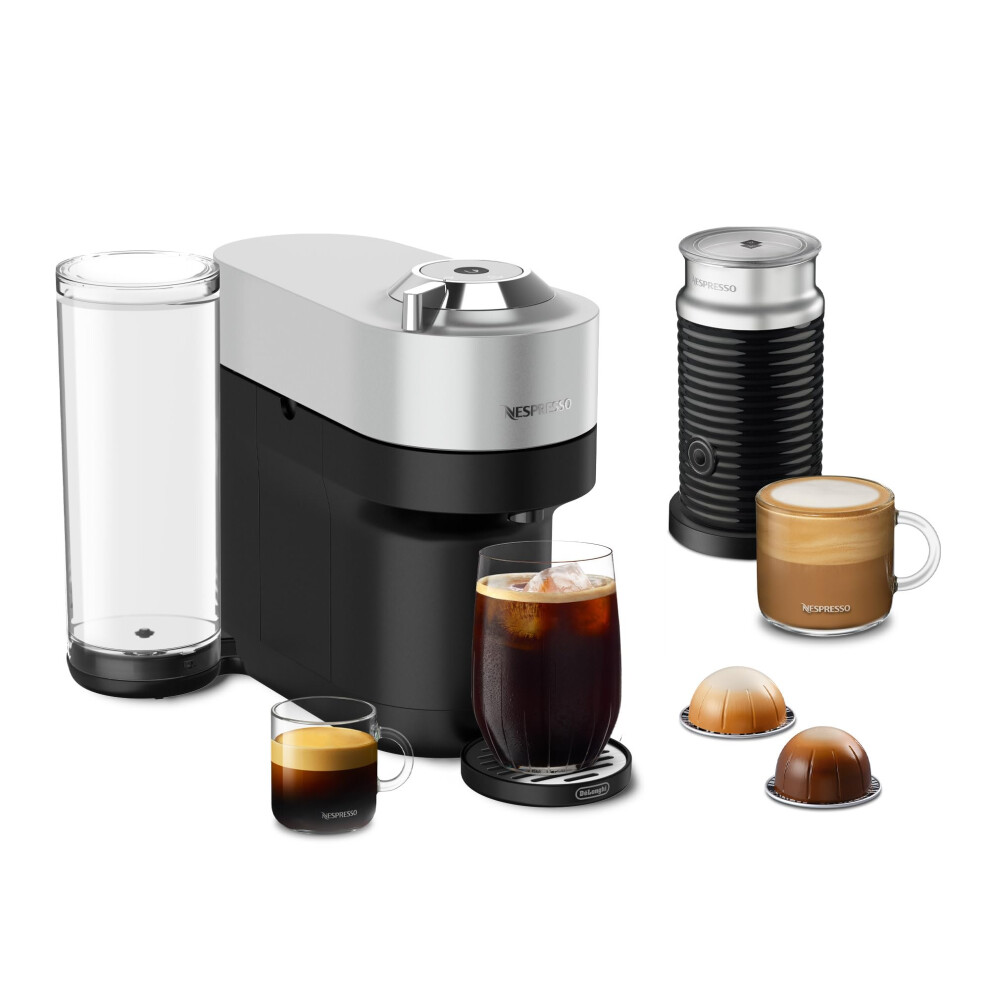 Nespresso Vertuo Pop Deluxe by DeLonghi with Aeroccino  Silver