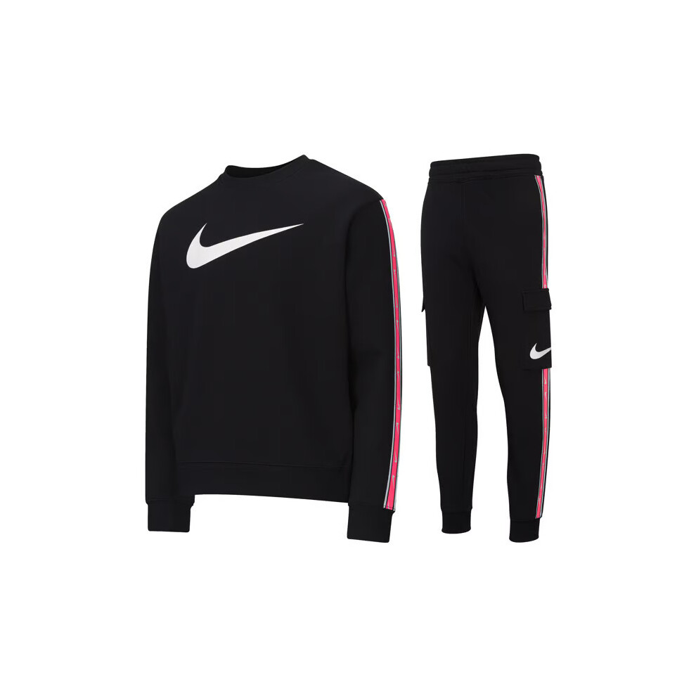 (Small) Nike Mens Black Pink Repeat Tracksuit