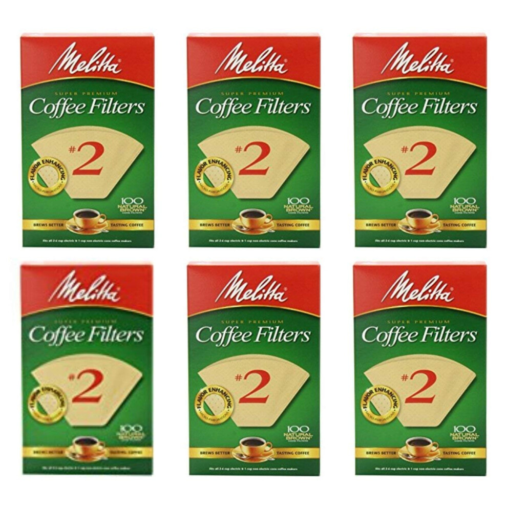 Melitta 2 Cone Coffee Filters  Unbleached Natural Brown  100 Count Pack of 6 600 Total Filters Count  Packaging May Vary