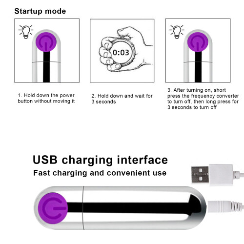 Mini Silent Bullet Vibrator for Women, Silver-Purple 1