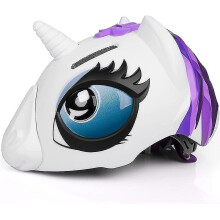 (White Purple) Kids Bicycle Helmet, 3d Unicorn,boys Girls 49-55cm , Bike Skateboard Skating Scooter , Safety Certified