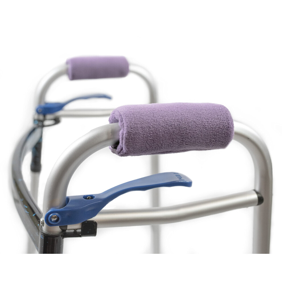 Universal Walker Hand Grip Covers  Luxurious Soft Fleece with Sculpted Memory Foam Cores Playful Purple