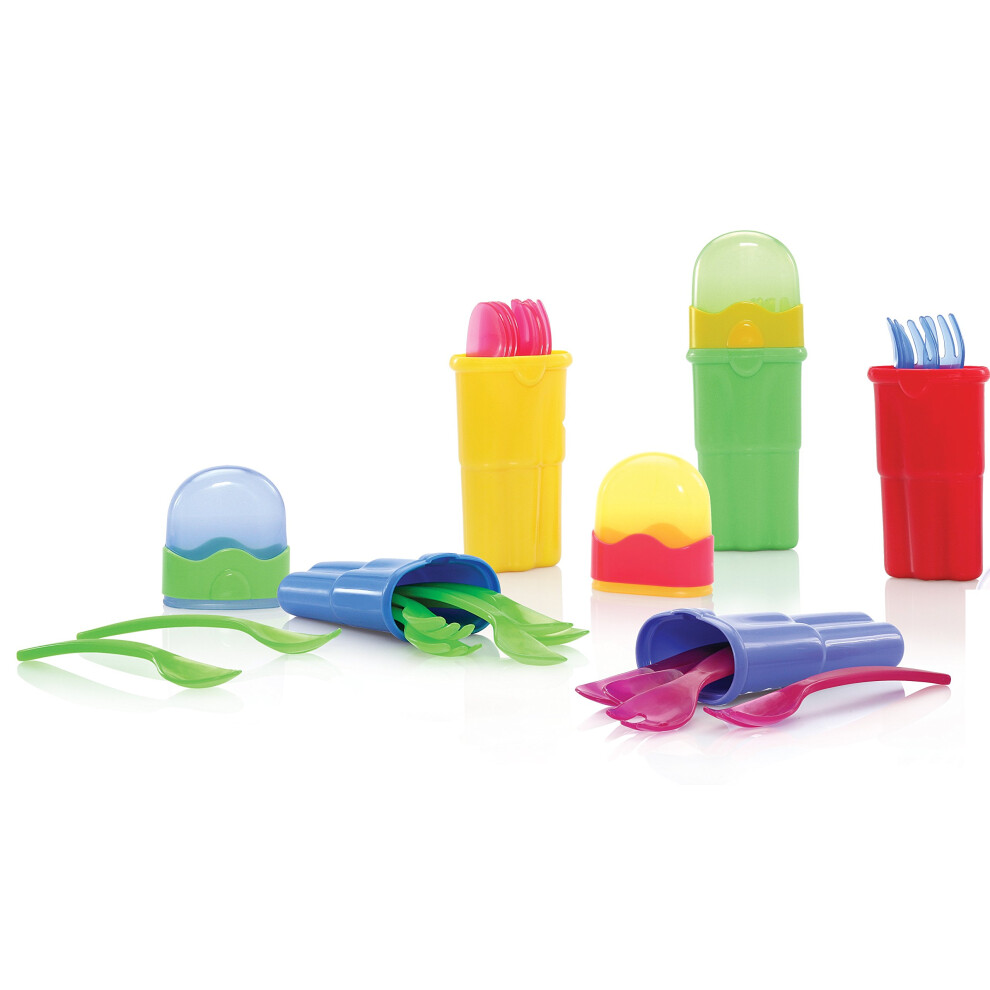 Nuby 9Piece Fork and Spoon Travel Set  Colors May Vary