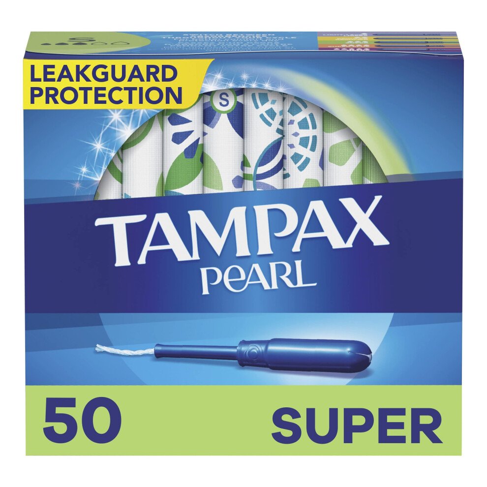 Tampax Pearl Tampons Super Absorbency  With Leakguard Braid  Unscented  Unscented  50 Count