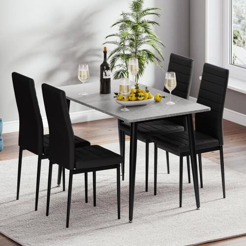 Joolihome Dining Table and 4 Faux Leather High Back Chairs 1