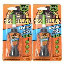 Gorilla Colle Super Précise Gel, Cyanoacrylate, Sèche Rapide, Outil de Dosage Précis, Capuchon Anti-Bouchon, 5.5g, (Lot de 2)