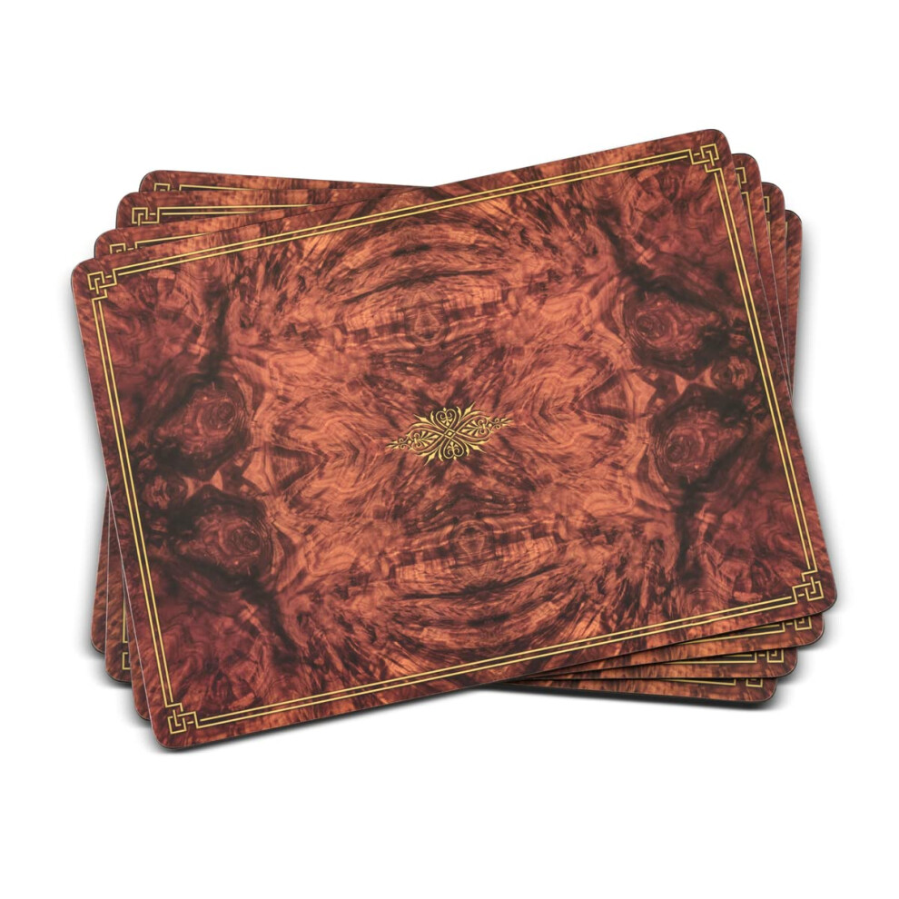 Pimpernel Walnut Burlap Collection Placemats  Set of 4  Heat Resistant Mats  CorkBacked Board  Hard Placemat Set for Dining