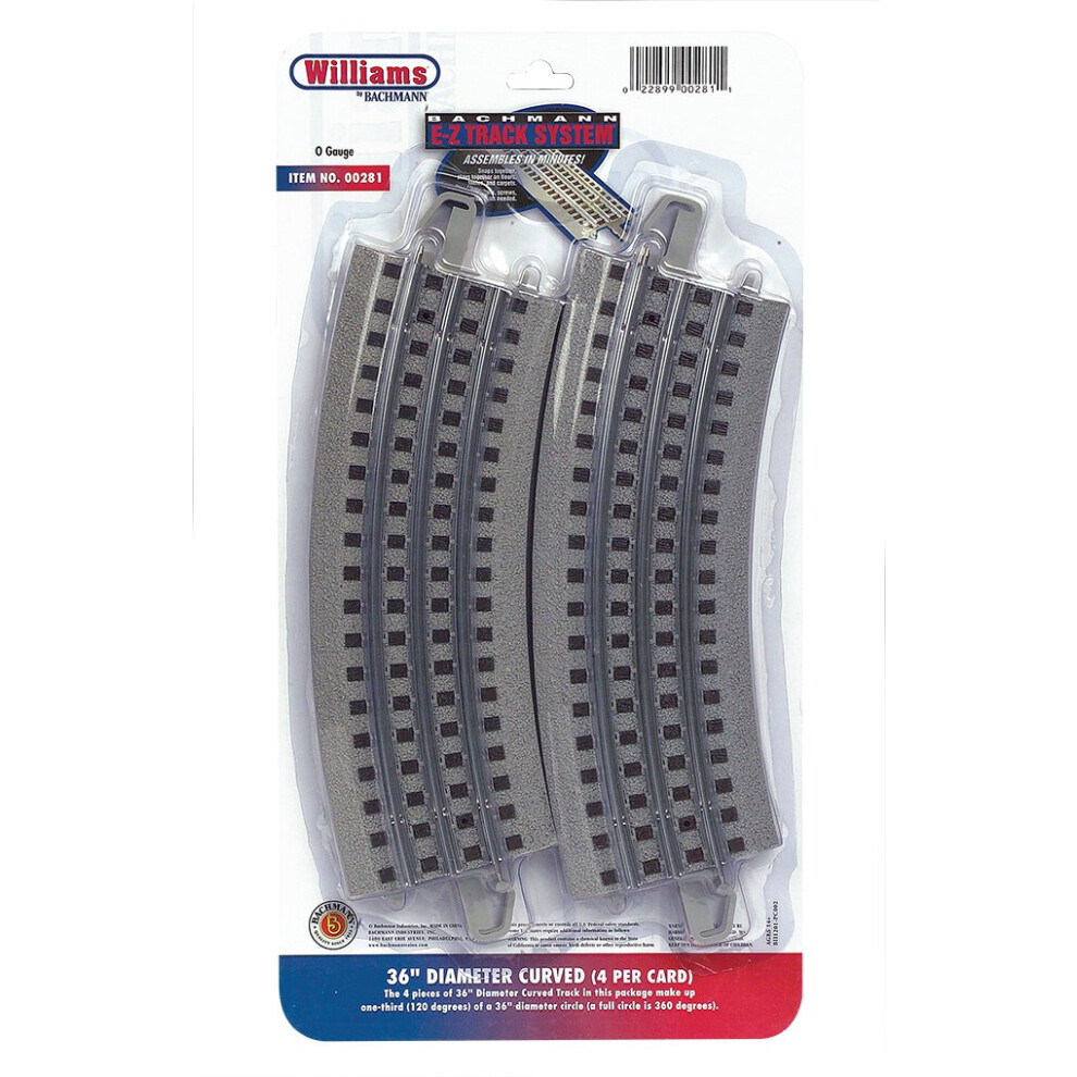 Williams by Bachmann O Gauge EZ Track 36 Diameter Curved Pack4  O Scale