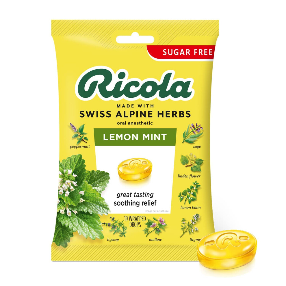 Cough Drops  Lemon Mint Sugar Free Ricola 19 Lozenge