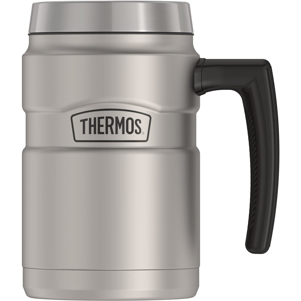 Thermos Stainless King 16 Ounce Coffee Desk Mug  Matte Steel