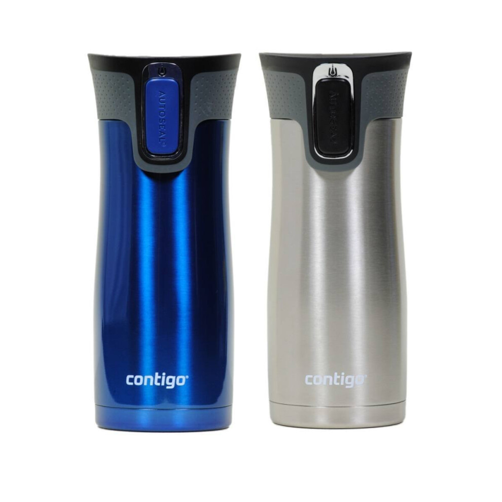 Contigo West Loop Stainless Steel VacuumInsulated Travel Mug with SpillProof Lid  16 Ounces  Monaco Stainless Steel  2Pack