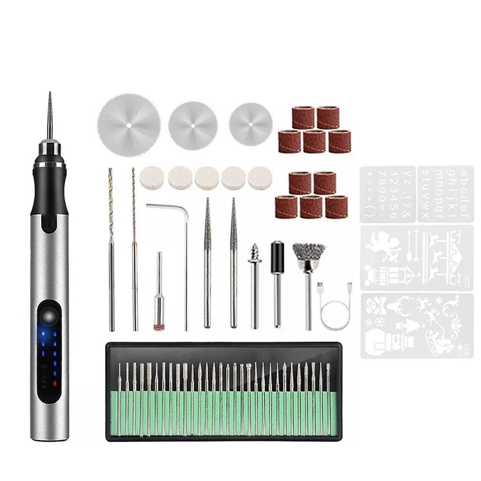 Usb Rechargable Engraving Pen With 58bits,diy Engraving Tool Kit For Carving Wood Jewellery Glass M-image-OPC-PFRR5CP-NEW