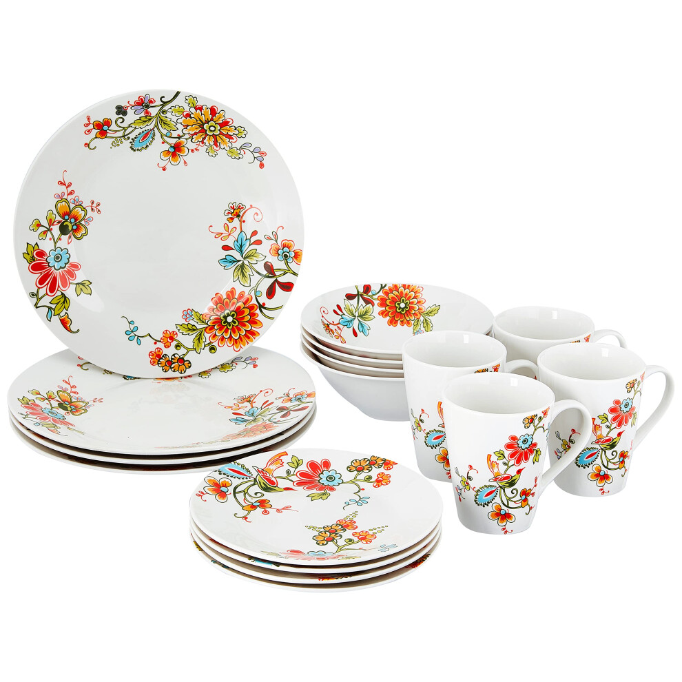 Gibson Home Doraville Round Dinnerware Set  Service for 4 16 Piece  WhiteSpecks