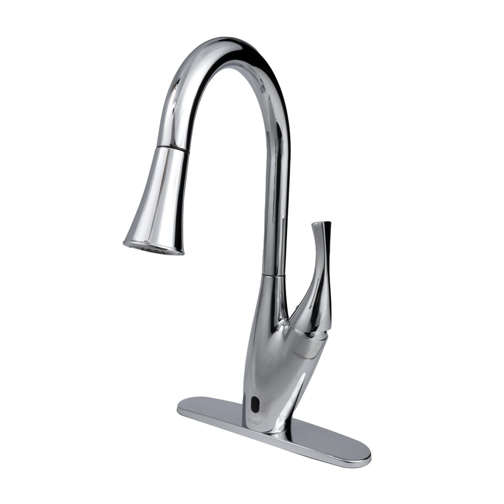 Bio Bidet FLOW X Touchless Kitchen Faucet with Pull Down Sprayer  High Single Handle  Brushed Nickel