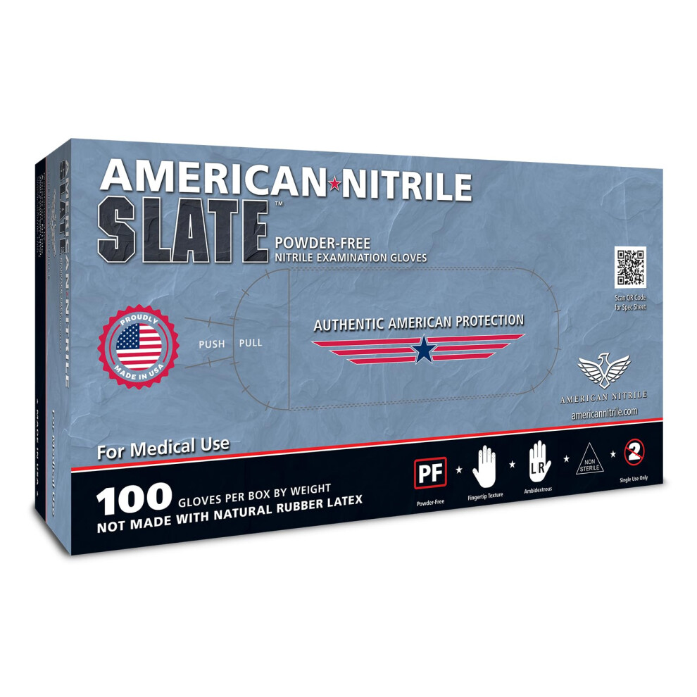 American Nitrile  Slate Powder Free Nitrile Gloves  Latex Free Disposable Gloves  Medical  Mechanic  Esthetician  Tattoo Arti