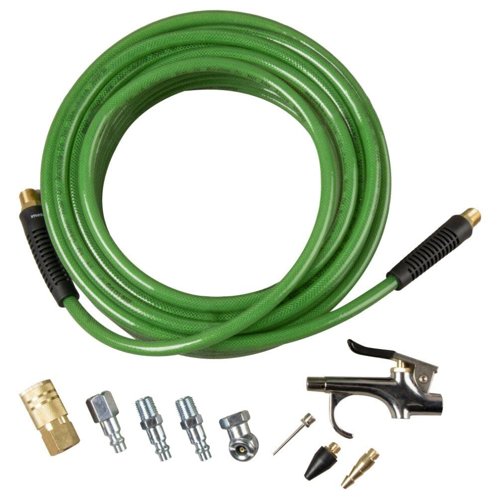 Metabo HPT Air Compressor Accessory Kit  Poly 50 Ft x 14Inch Air Hose wAccessories  10 Piece Kit  115749M