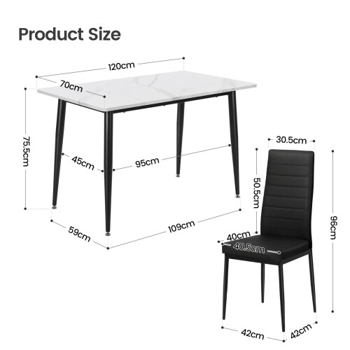 Joolihome Dining Table and 4 Faux Leather High Back Chairs 2