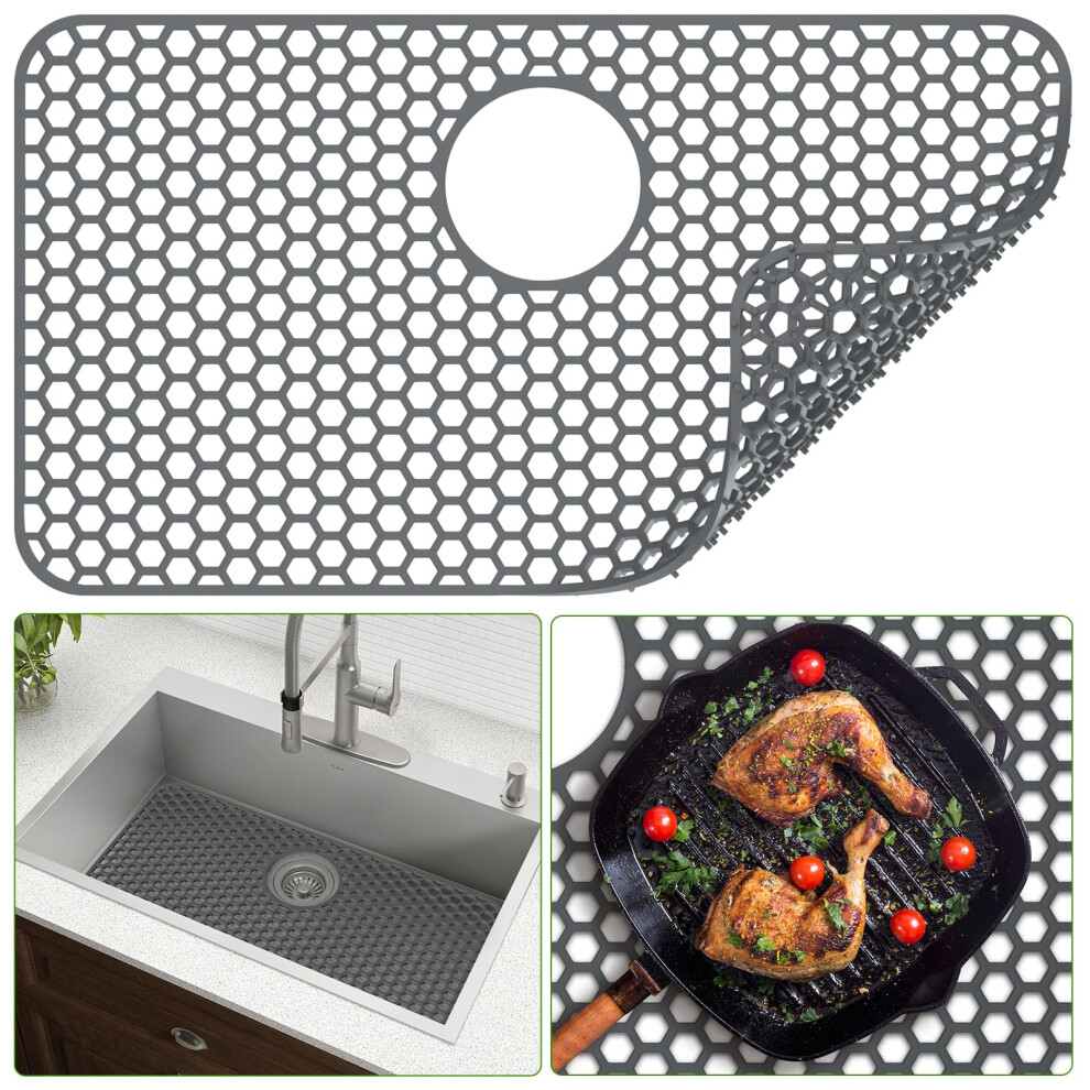 Silicone Sink Mat Toovem Kitchen Sink Mats 26x14 Sink Protectors for Kitchen Sink with Heat Resistant Flexible Stable for Bo