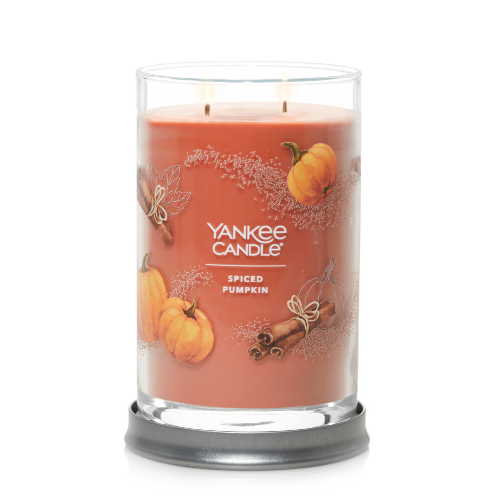 Yankee Candle Spiced Pumpkin Scented  Signature 20oz Large Tumbler 2Wick Candle  Over 60 Hours of Burn Time