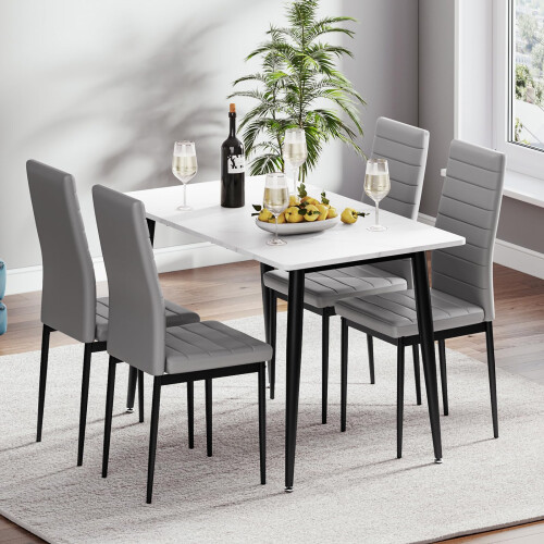 Joolihome Dining Table and 4 Faux Leather High Back Chairs 1