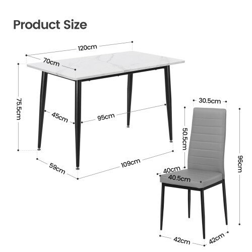Joolihome Dining Table and 4 Faux Leather High Back Chairs 2