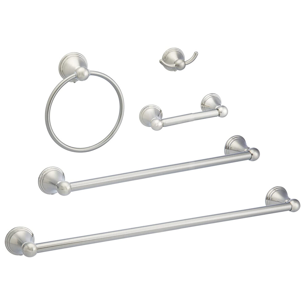 Amazon Basics  5 Piece  Satin Nickel ABBR817SN Bathroom Hardware Set  Variety Pack