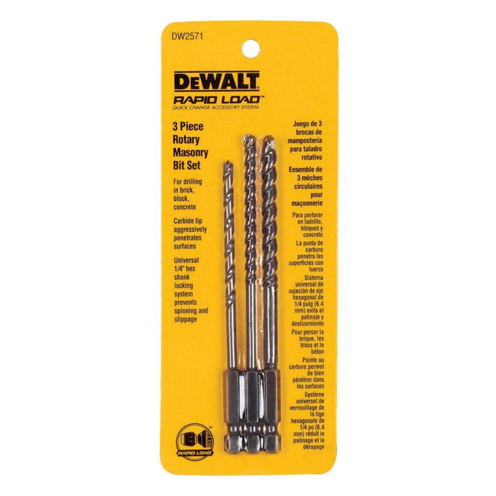 DEWALT Masonry Drill Bit Set  Rotary  3Piece DW2571