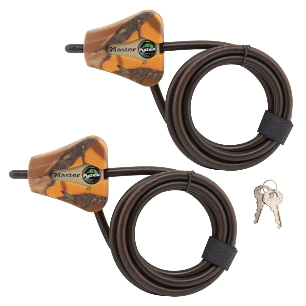 Master Lock Cable Lock  Python Adjustable Keyed Cable Lock  6 ft Long Cable  2 Pack Mossy Oak Blaze Camouflage