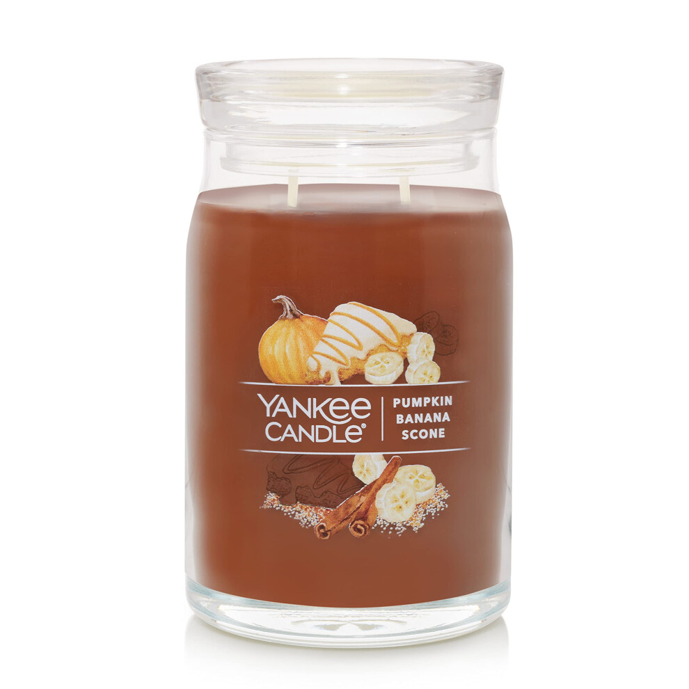 Yankee Candle Pumpkin Banana Scone Scented  Signature 20oz Large Jar 2Wick Candle  Over 60 Hours of Burn Time