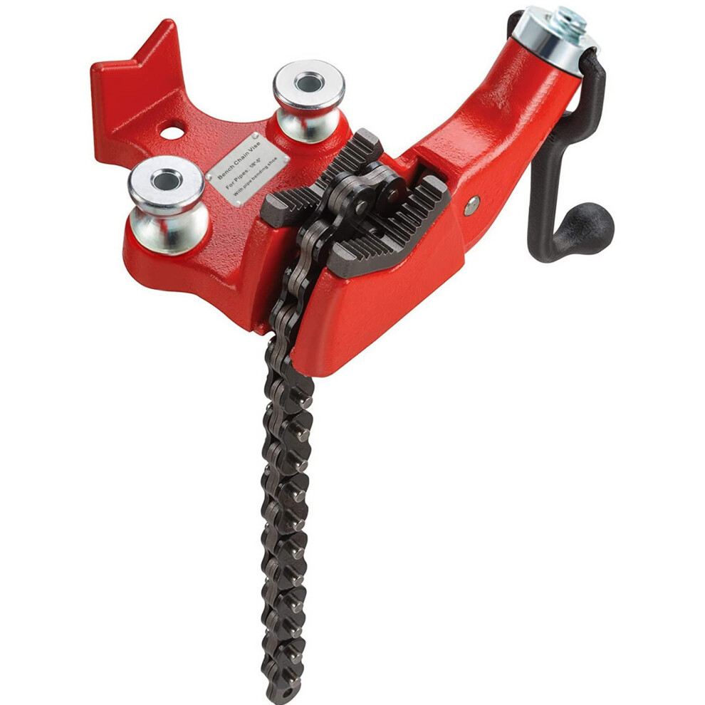 VEVOR Screw Bench Chain Vise  185 Pipe Capacity  Heavy Duty Pipe Chain Vise with Crank Handle  NeopreneCoated Jaw  Du