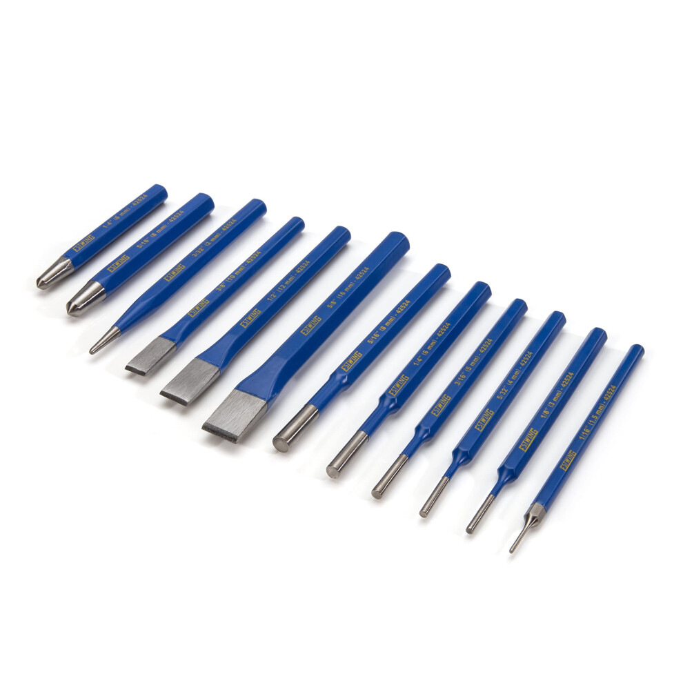 Estwing 12Piece Cold Chisel  Pin  Center and Starter Punch Set  Hardened CrV Steel 42524