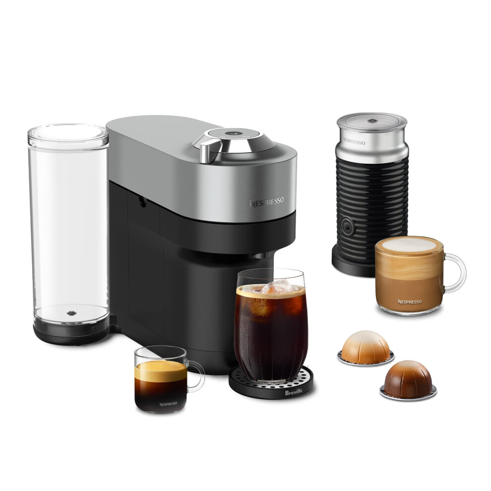 Nespresso Vertuo Pop Deluxe Coffee and Espresso Maker by Breville with Milk Frother  Titan