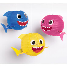 amscan Baby Shark Paper Party Lanterns - 11.75"""" H | Assorted Color | Pack of 3