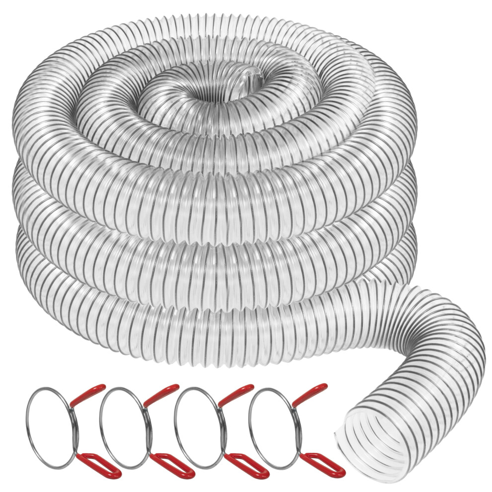 2 12 x 20 Clear PVC Dust Collection Hose Hose w 4 EZ Release Clamps