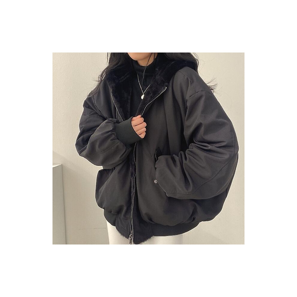 (Black, xL) Winter 2022: New Cashmere Thickening, Hooded Short Coat On Both Sides, Lamb Wool Cotton Coat, Cotton Coat, Women's Winter Wear-image-OPC-PFRRNN9-NEW