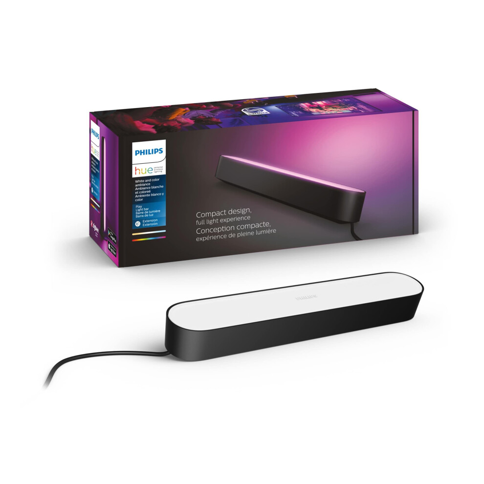 Philips Hue Smart Play Light Bar Extension  Black  White  Color Ambiance LED ColorChanging Light  1 Pack  Requires Hue Brid