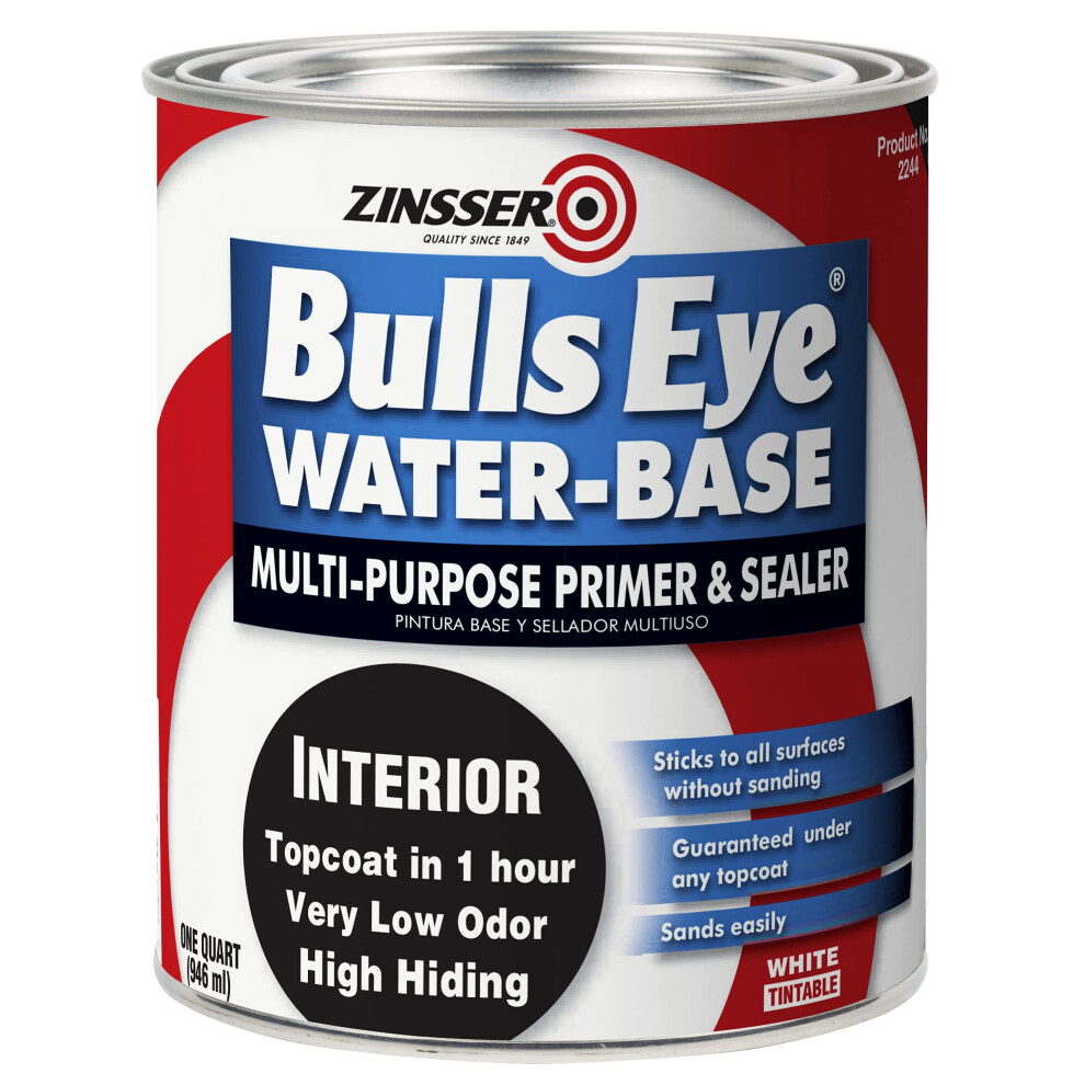 Zinsser 2244 Bulls Eye WB Primer Sealer  Quart  White  32 Fl Oz