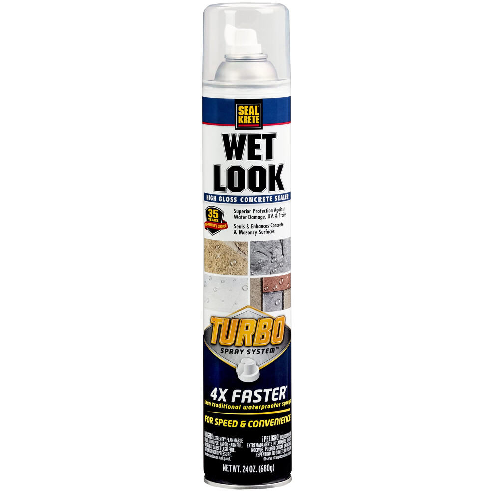 RustOleum SealKrete 357925 Wet Look Turbo Concrete Sealer Spray  24 oz  High Gloss Clear  Pack of 1