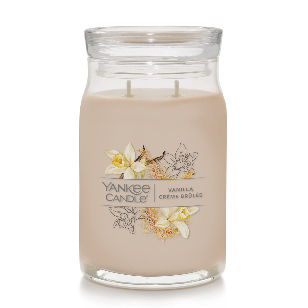 Yankee Candle Vanilla Crme Brl  e Scented  Signature 20oz Large Jar 2Wick Candle  Over 60 Hours of Burn Time